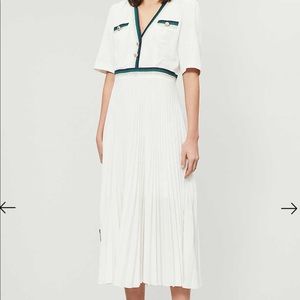 Cruise striped-trim crepe midi dress